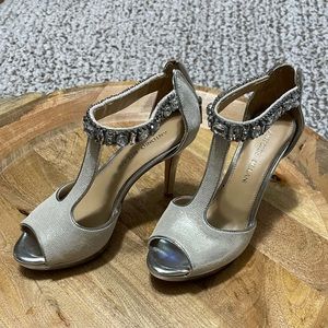 Antonio Melani Silver high heels with jewel embellishments